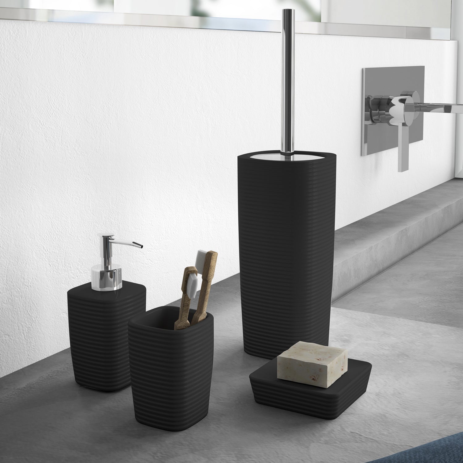  Portaspazzolini in ceramica Gedy serie Kelly - Nero