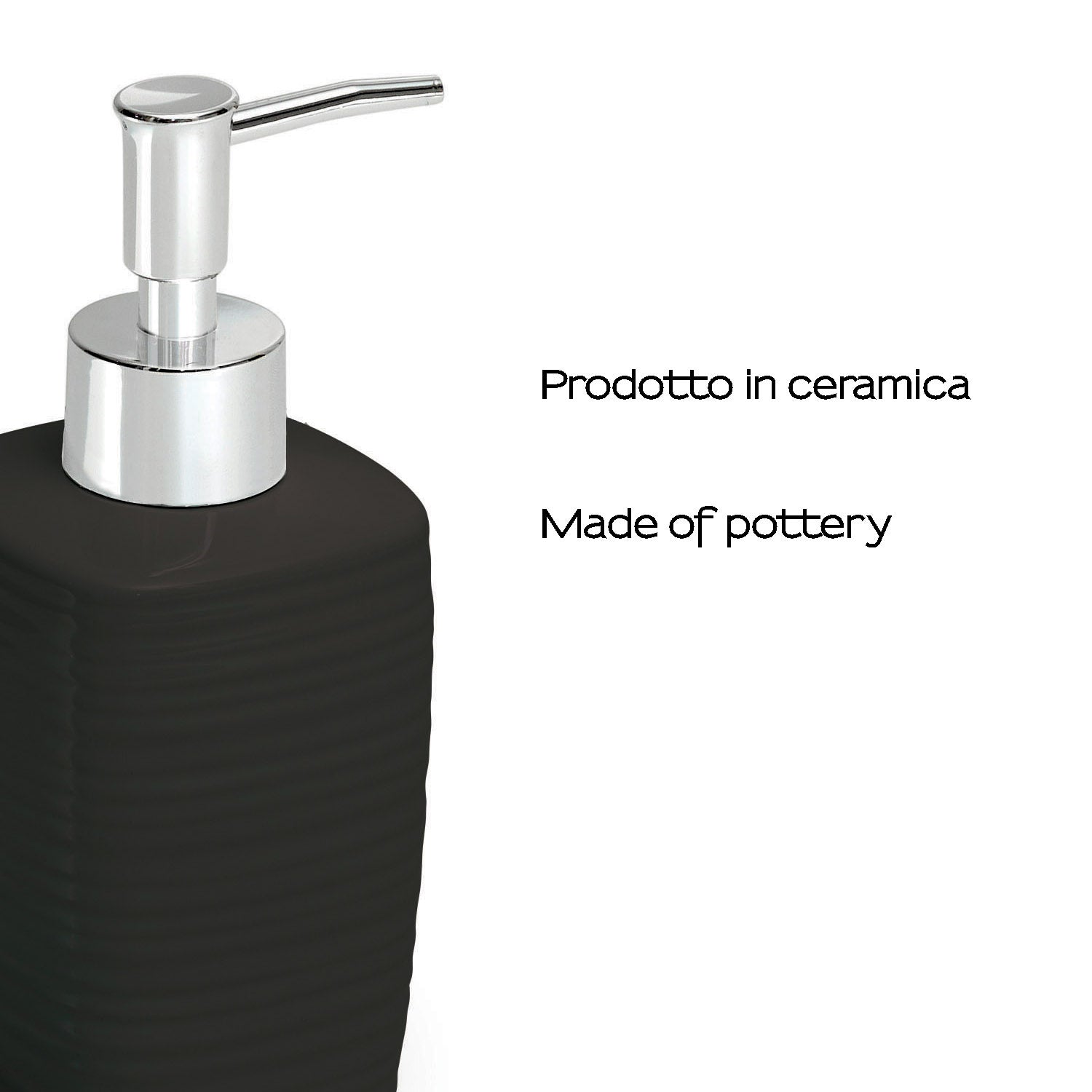  Dosasapone in ceramica con erogatore cromato Gedy serie Kelly - Nero
