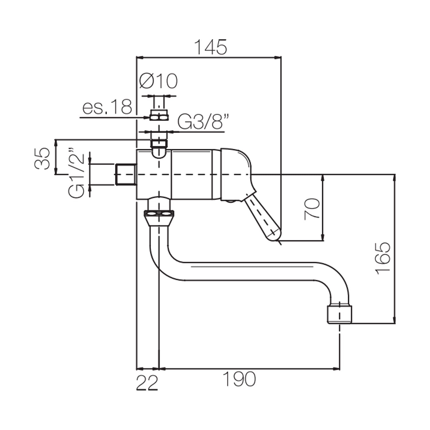 Monocomando lavello sotto scaldino RubiFlux - Cromo 2