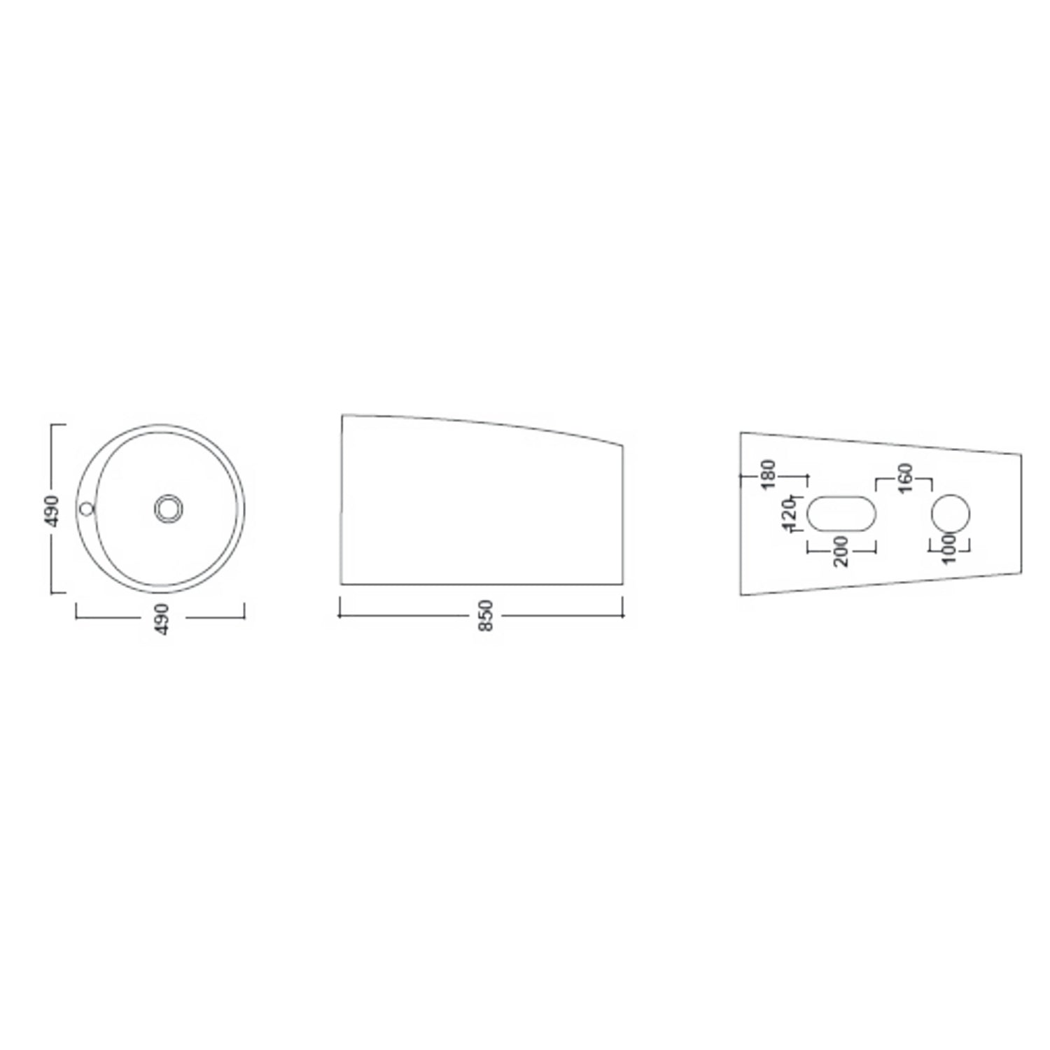 Lavabo freestanding tondo BathCore diametro 49 cm - Bianco 2