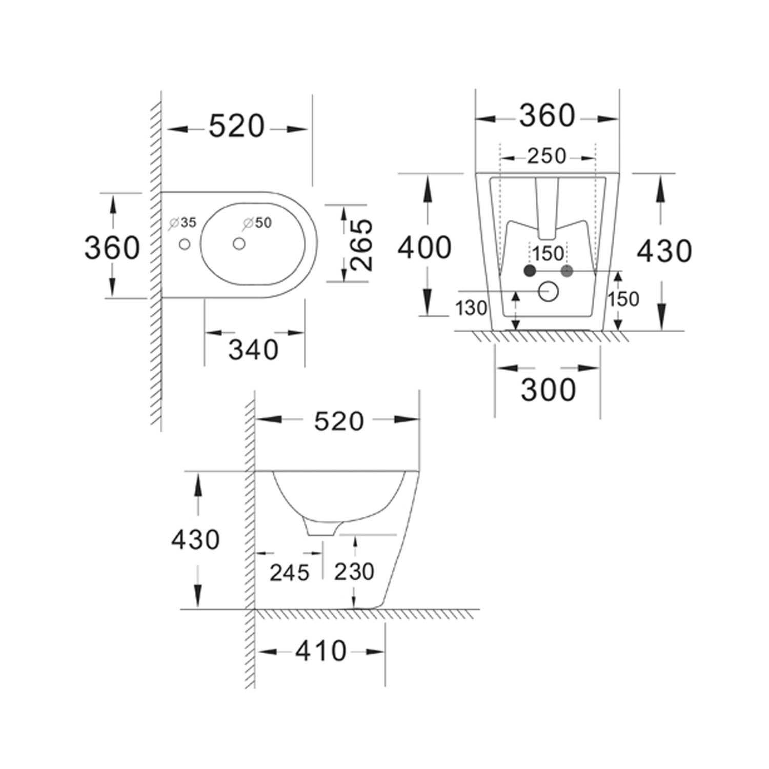 Sanitari filo muro a terra con copriwater soft-close incluso - BathCore serie Lilium 4