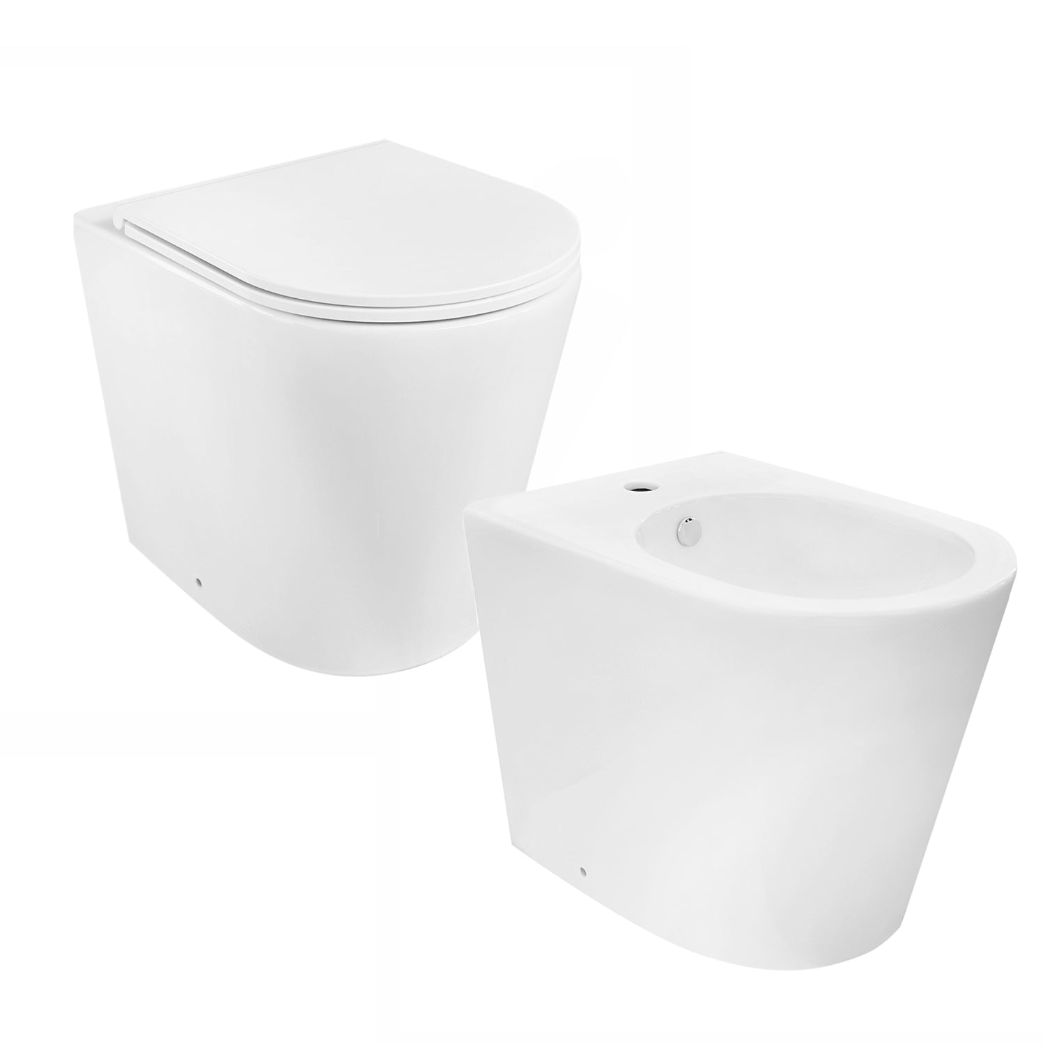 Sanitari filo muro a terra con copriwater soft-close incluso - BathCore serie Lilium