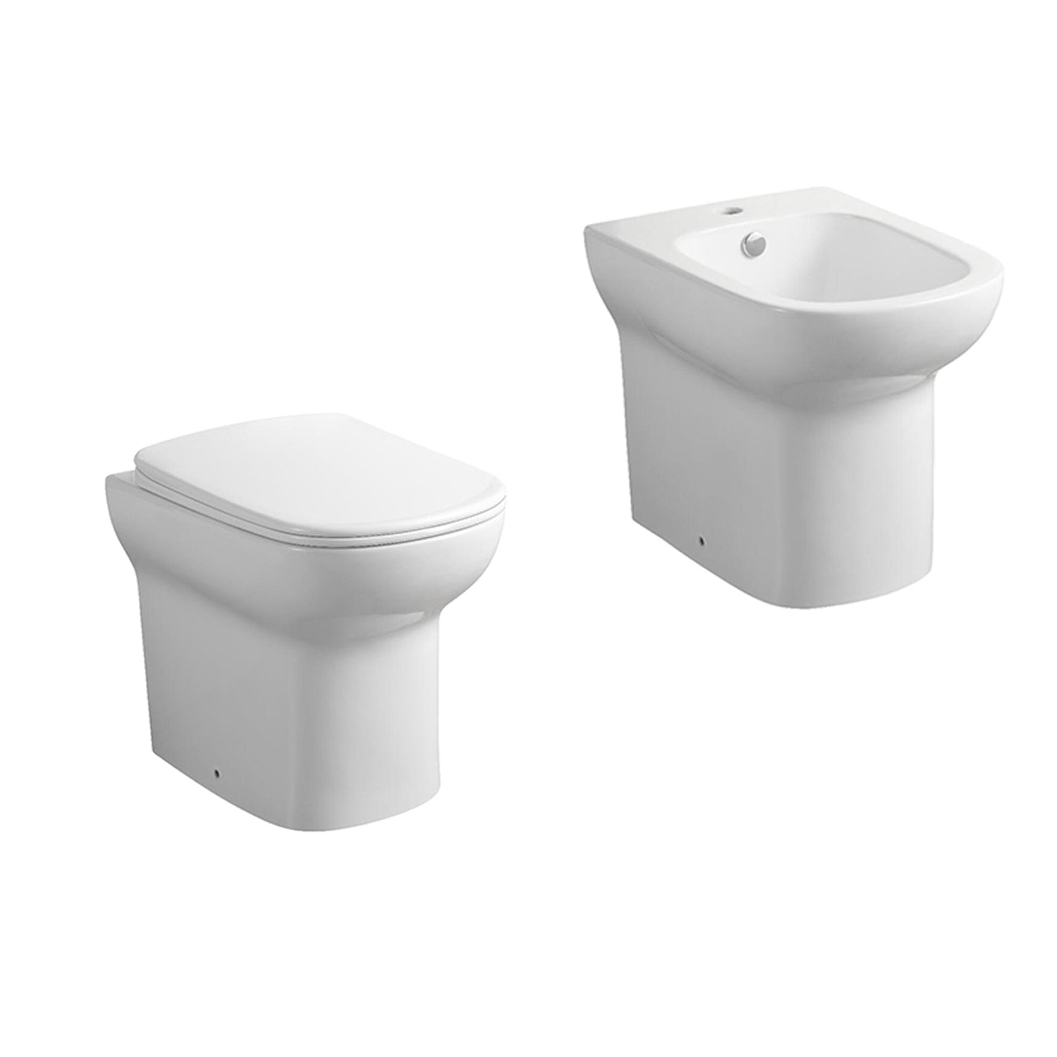Sanitari filomuro BathCore serie Camelia con sedile softclose - Bianco Lucido