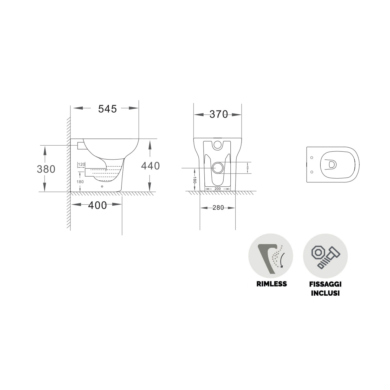 Sanitari filomuro BathCore serie Camelia con sedile softclose - Bianco Lucido 3