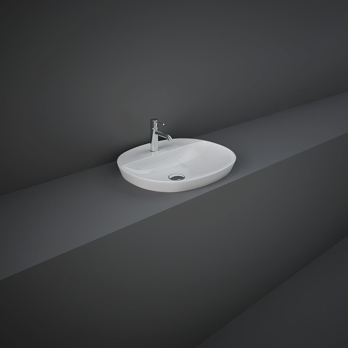 Lavabo ad incasso ovale monoforo RAK 50x42 cm - Bianco 3