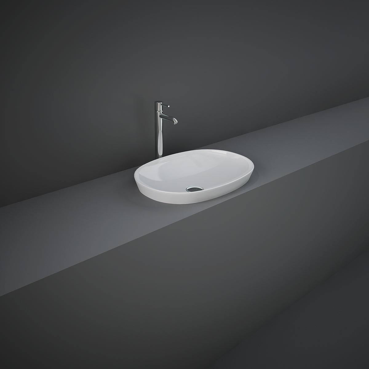 Lavabo ad incasso ovale senza foro RAK 50x36 cm - Bianco 3