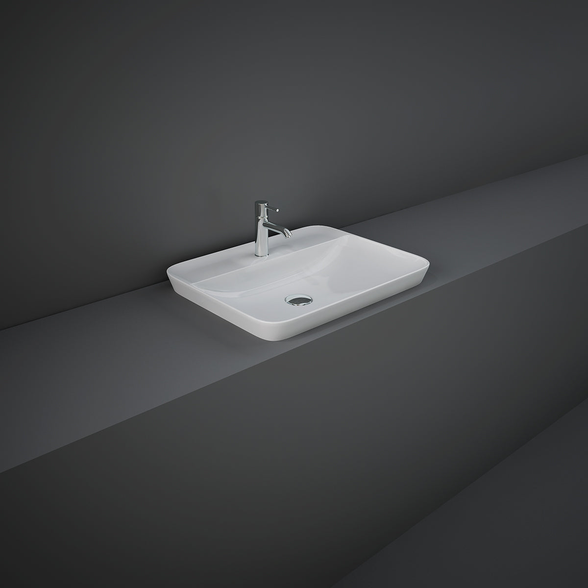 Lavabo ad incasso rettangolare monoforo RAK 55x42 cm - Bianco 3