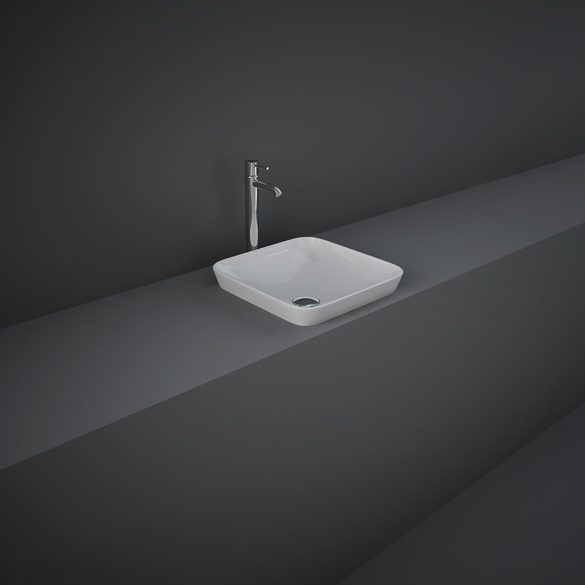 Lavabo ad incasso quadrato senza foro RAK 36x36 cm - Bianco 3