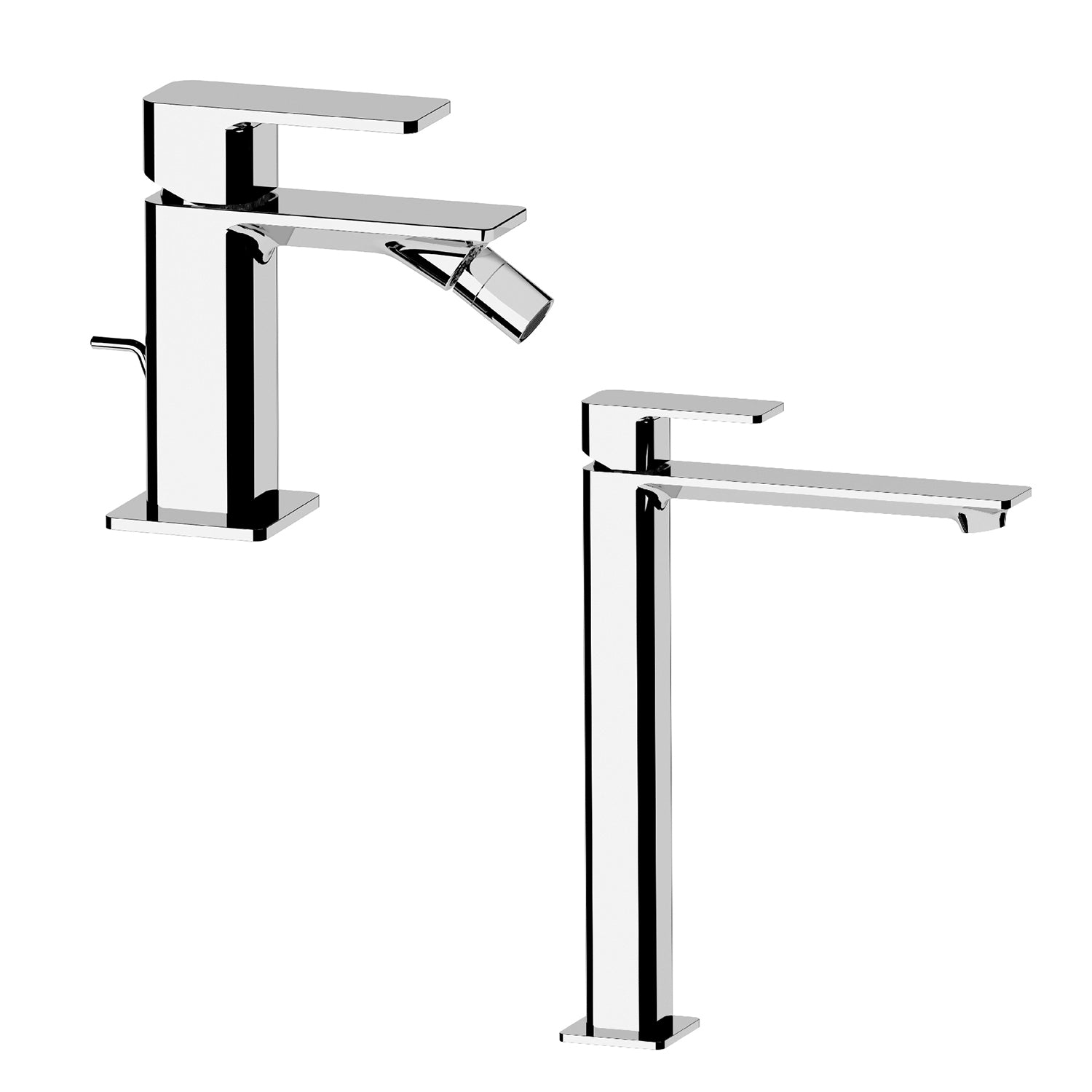Kit miscelatore lavabo alto e miscelatore bidet con scarico Mariani serie Icon - Cromo