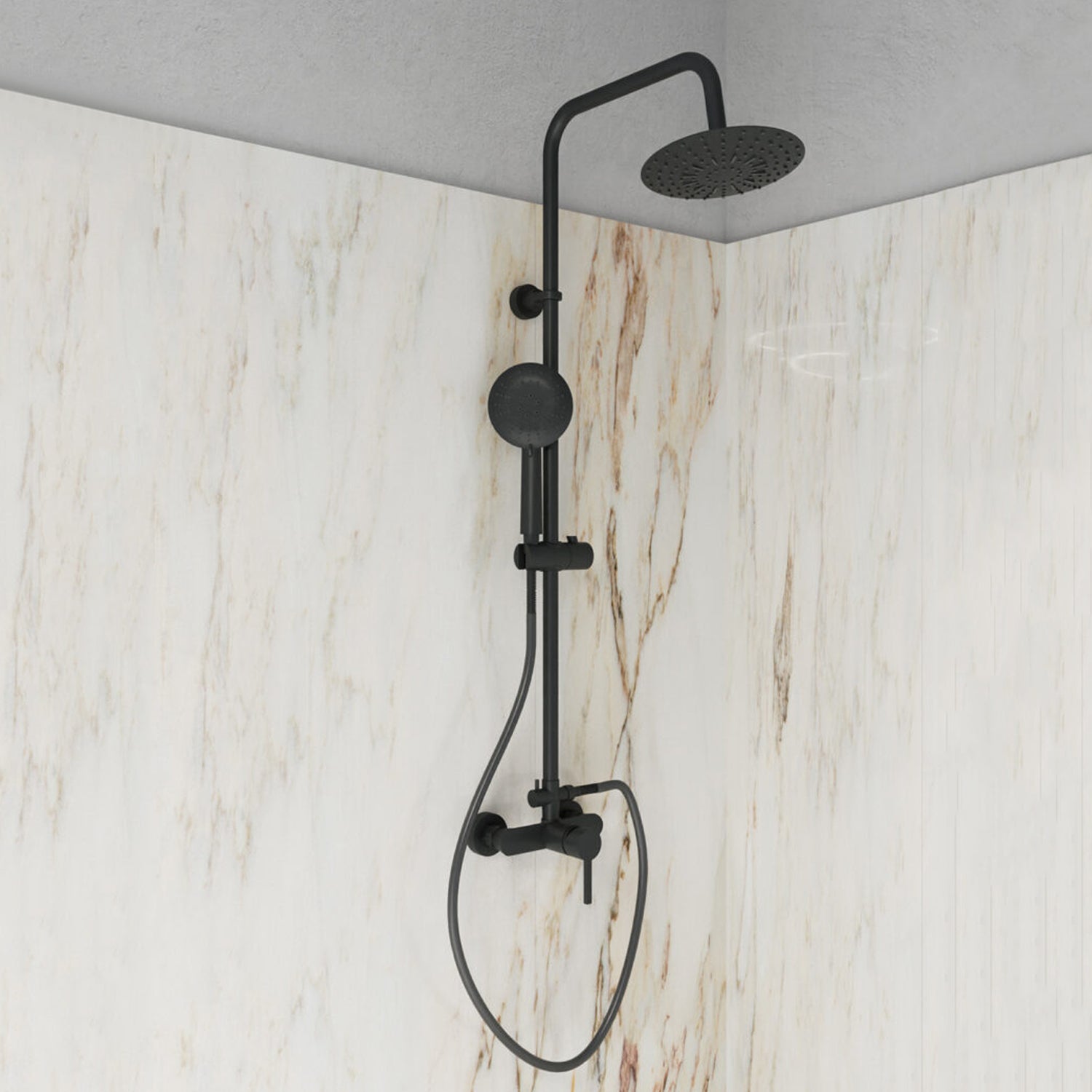 Colonna doccia in acciaio inox DocciaGo modello Vera - Nero Opaco