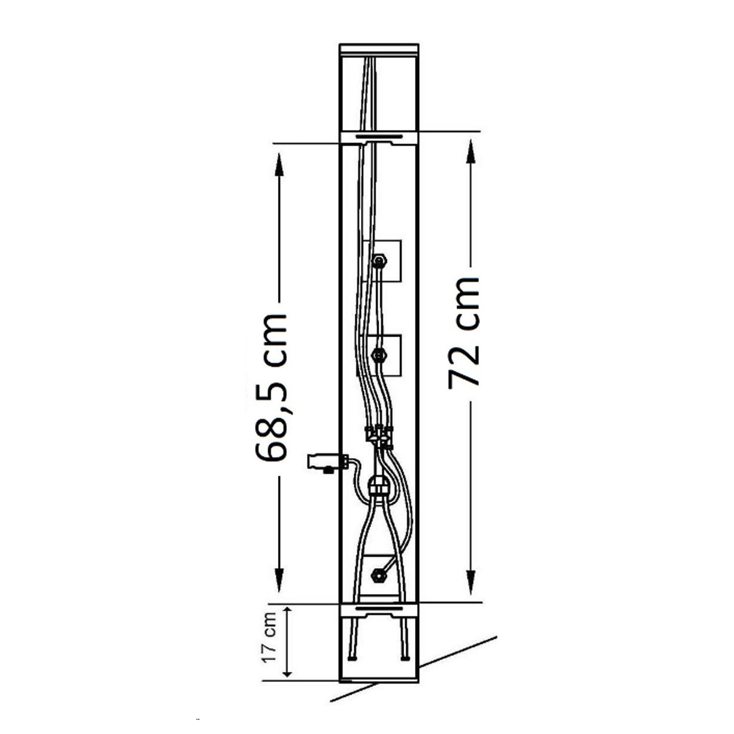 Pannello doccia nero multifunzione anticalcare con getto a cascata di Sphera Docce 3