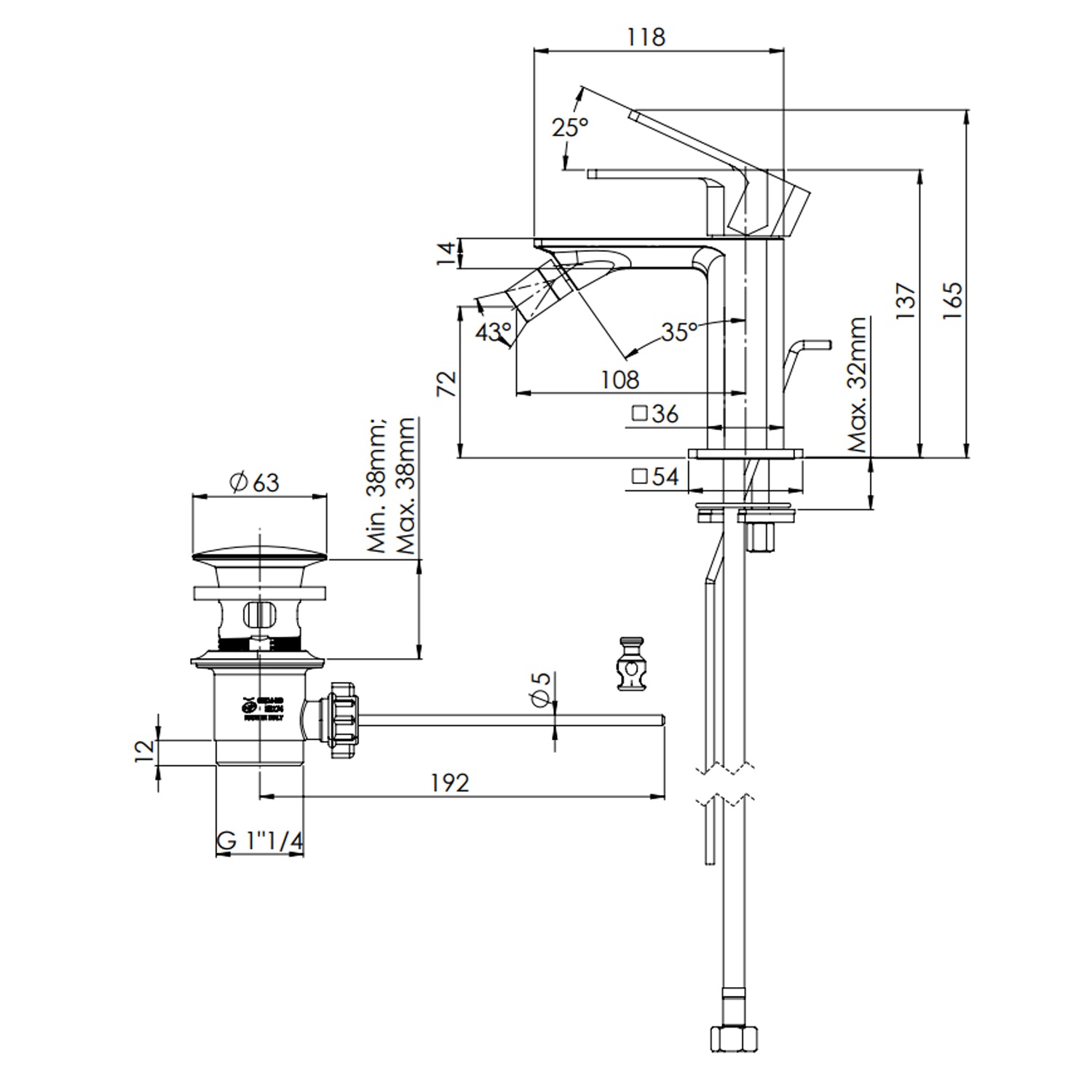 Kit miscelatore lavabo, bidet con scarico e vasca Mariani serie Icon - Cromo 3