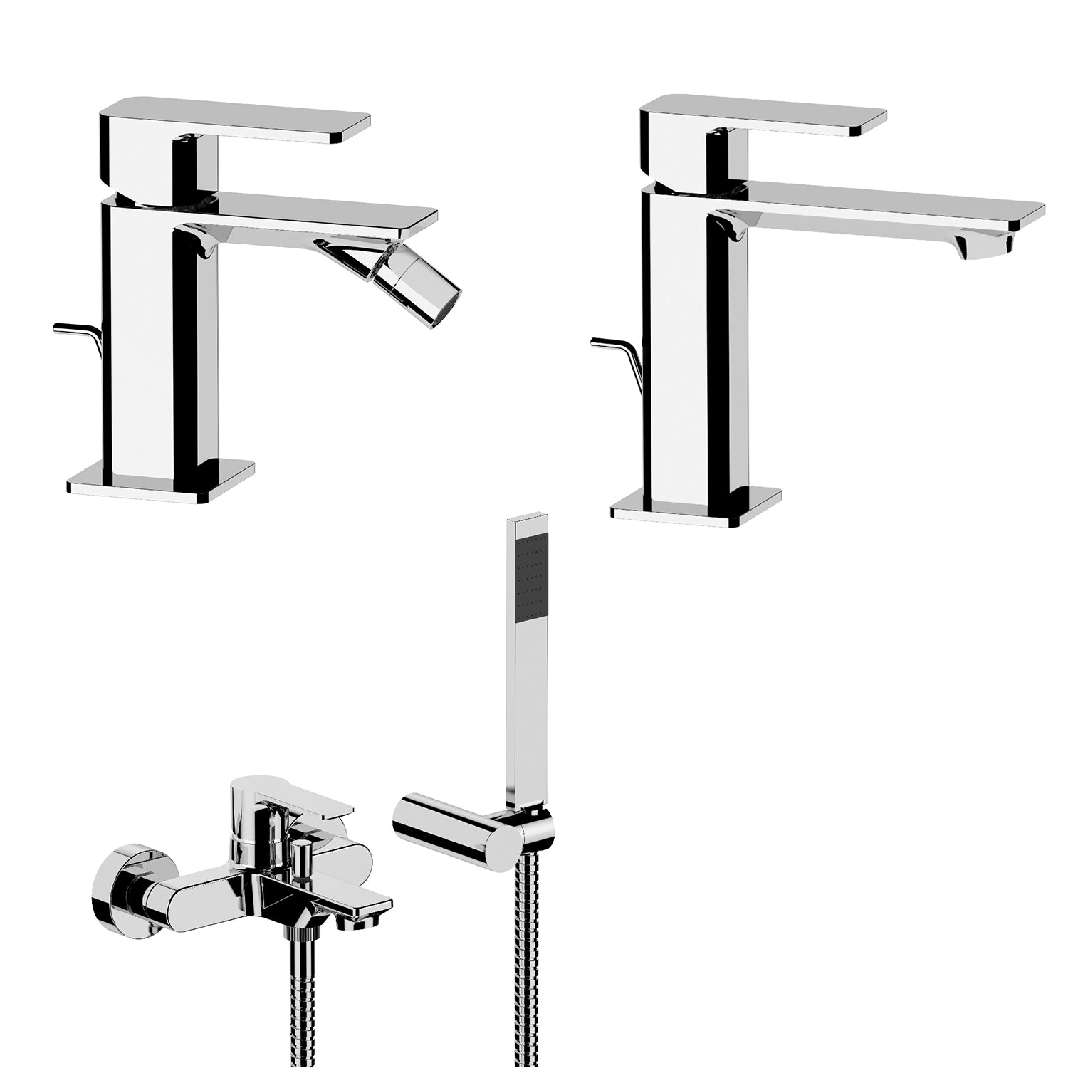 Kit miscelatore lavabo, bidet con scarico e vasca Mariani serie Icon - Cromo