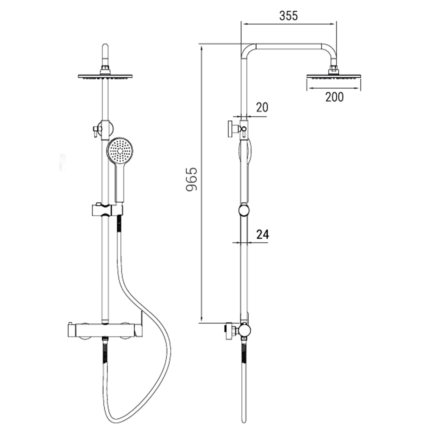 Colonna doccia in acciaio inox DocciaGo modello Moko - Nero Opaco 2