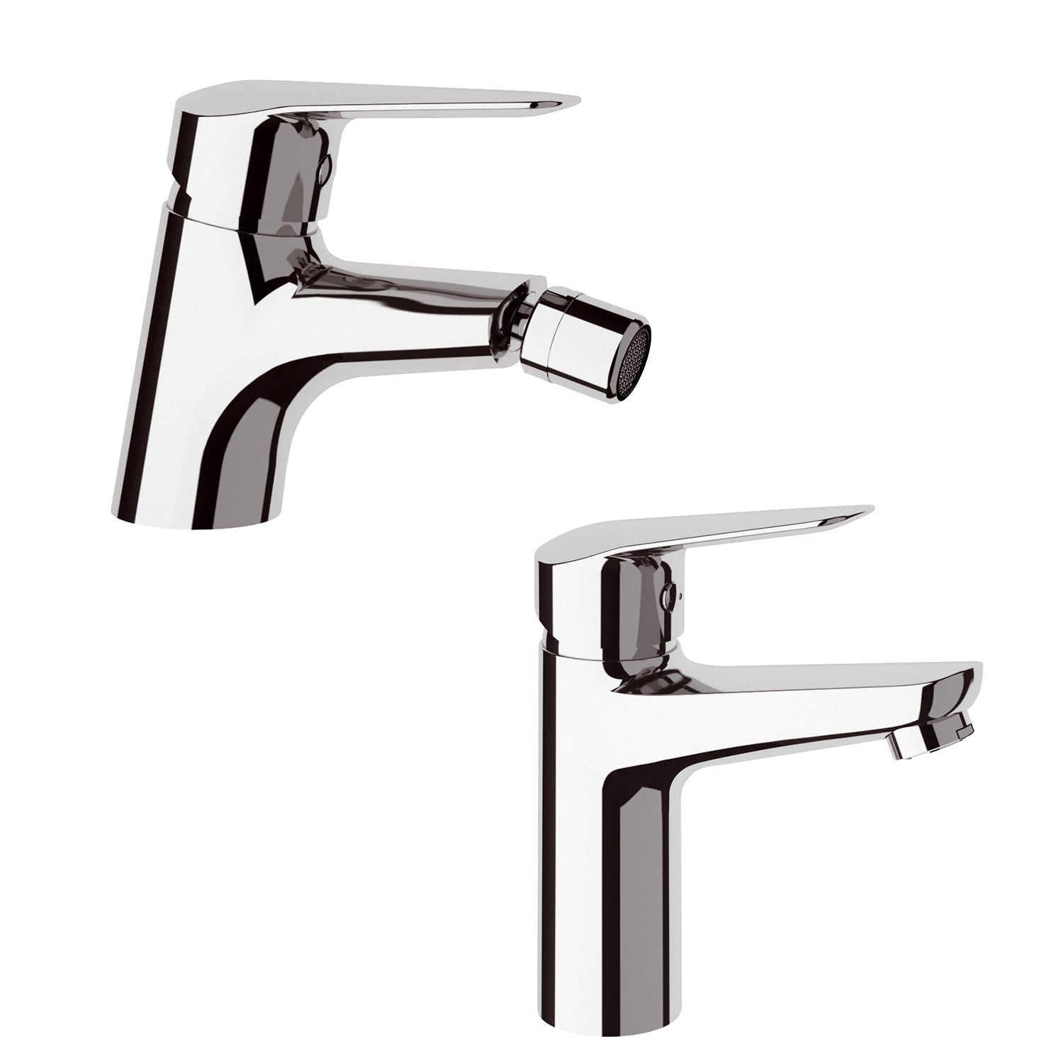 Kit rubinetteria lavabo e bidet con scarico Mariani serie Essenza - Cromo