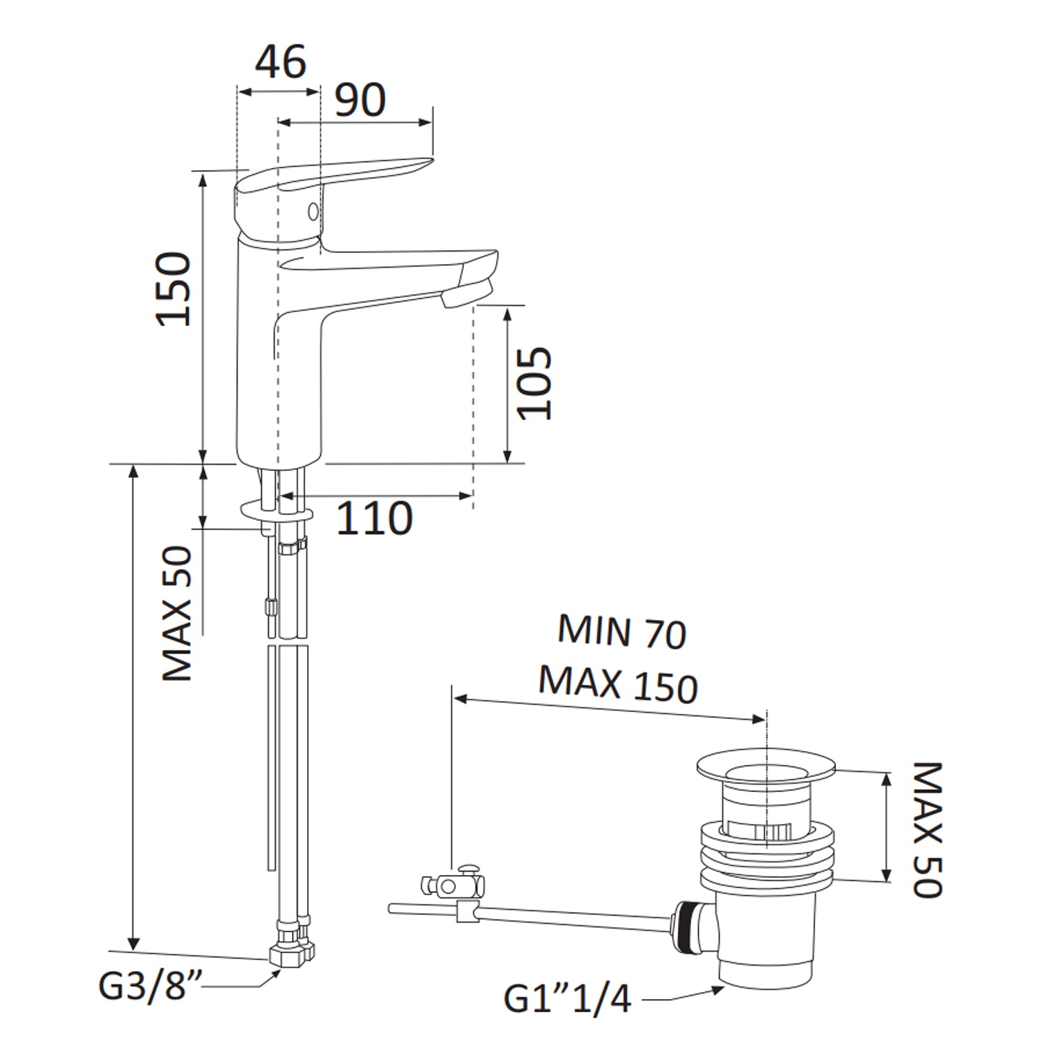 Kit rubinetteria lavabo, bidet con scarico e doccia Mariani serie Essenza - Cromo 5