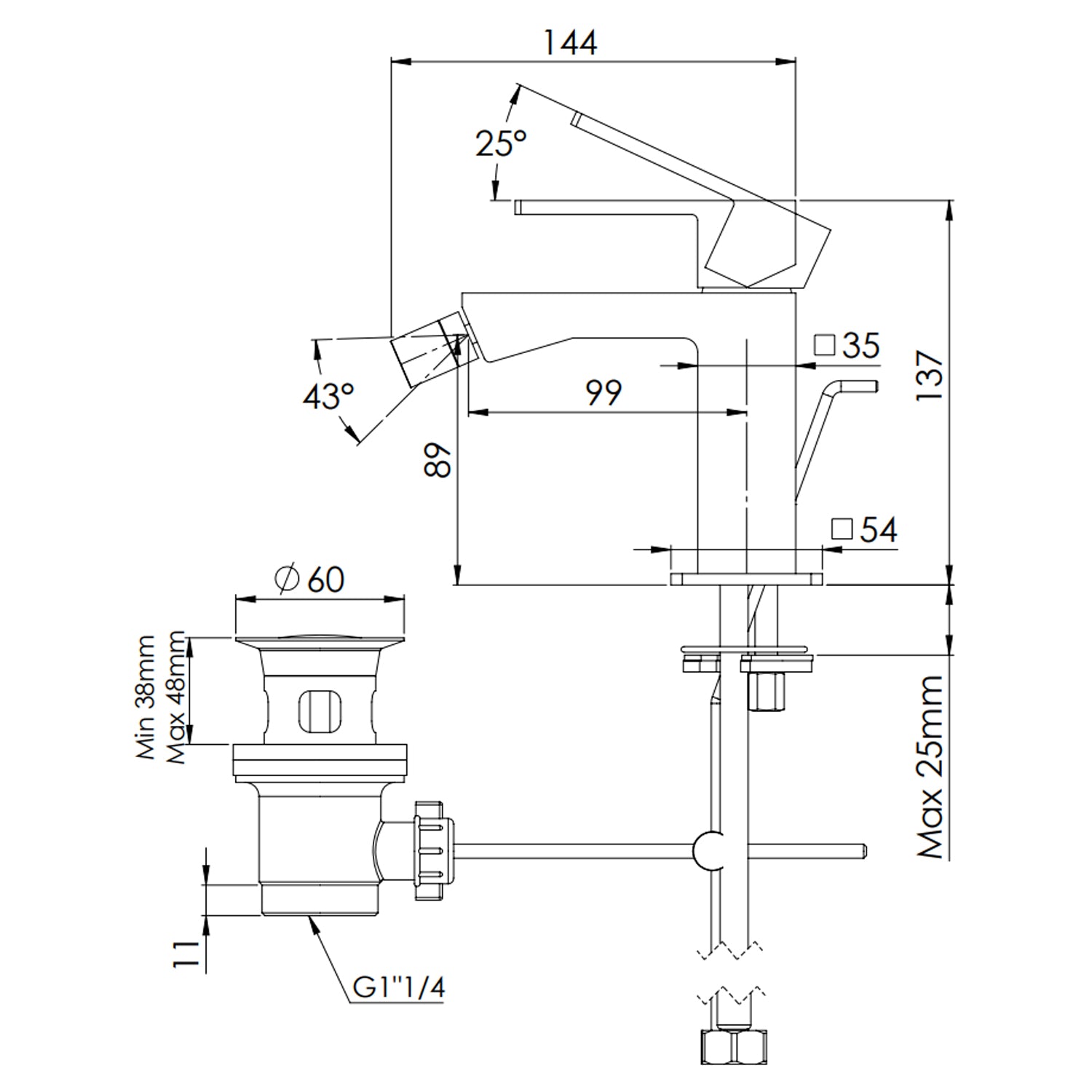 Kit rubinetteria lavabo e bidet con scarico Mariani serie Rebel - Cromo 2