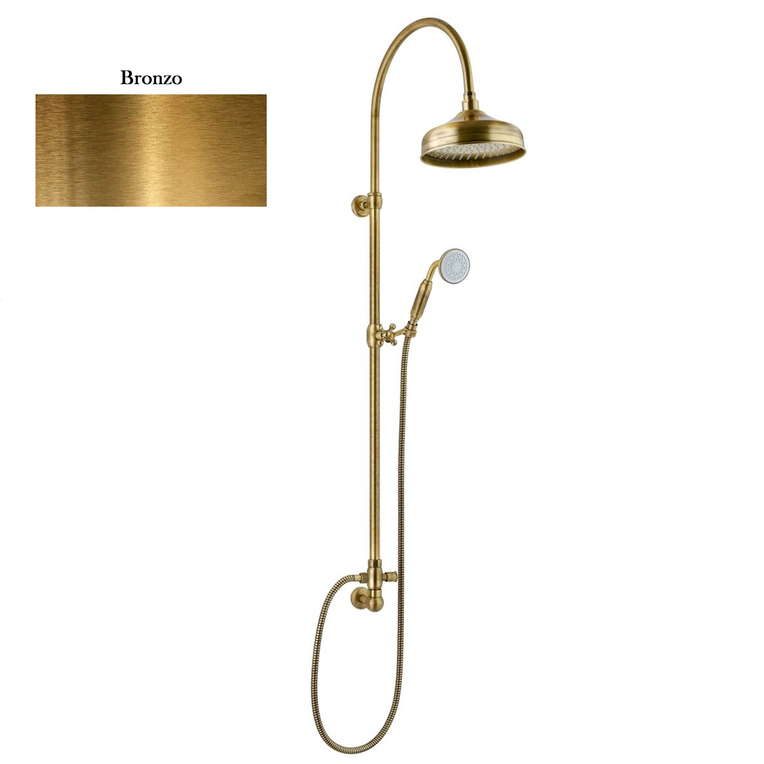Colonna doccia bronzo orientabile con soffione Lord e docciano Sphera Docce
