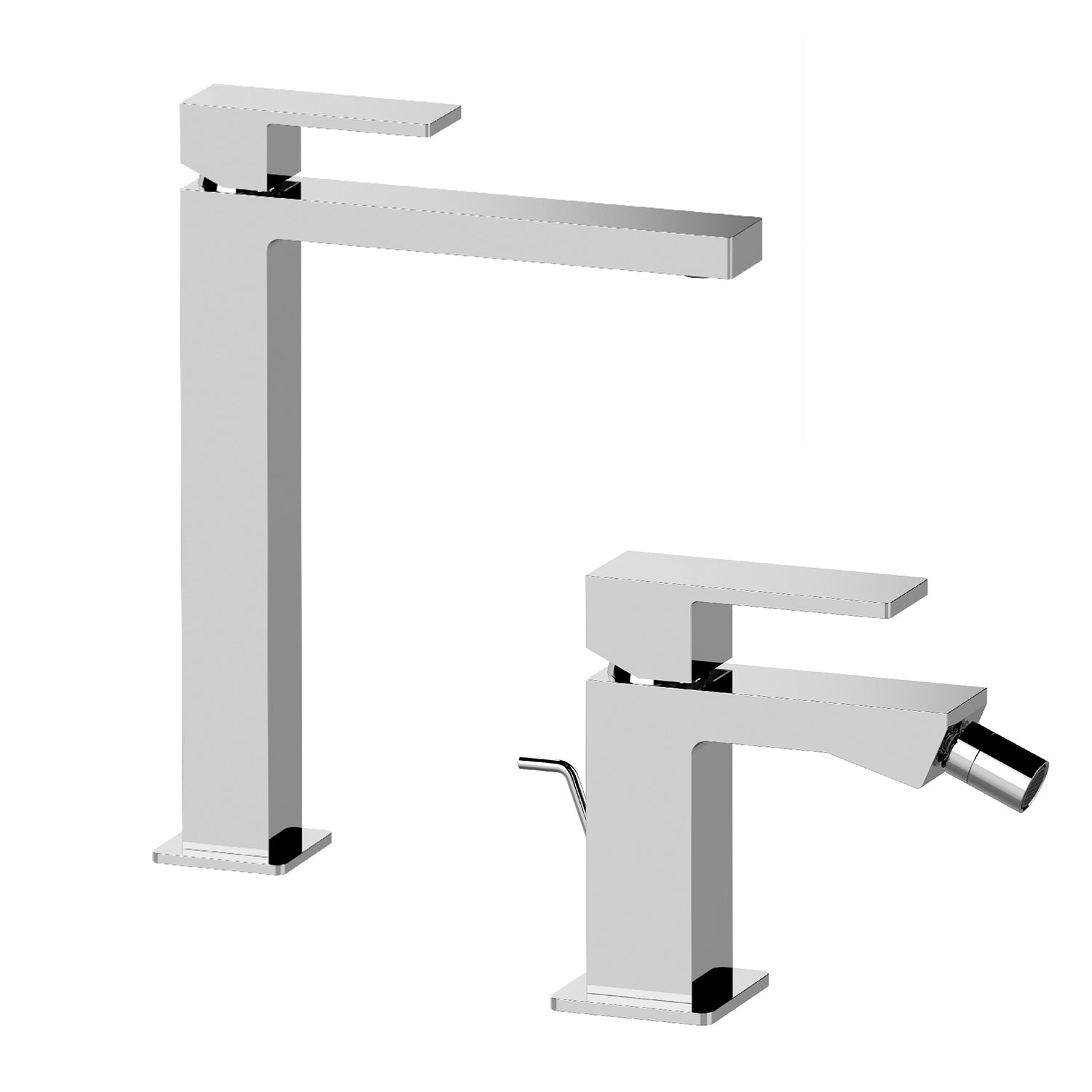 Kit rubinetteria lavabo alto e bidet con scarico Mariani serie Essenza - Cromo