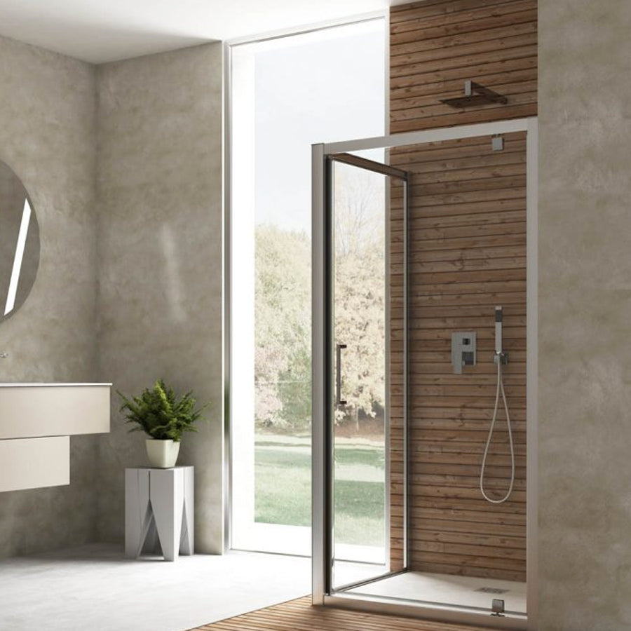 Porta doccia apertura battente da 100 cm in cristallo trasparente 6 mm Hera