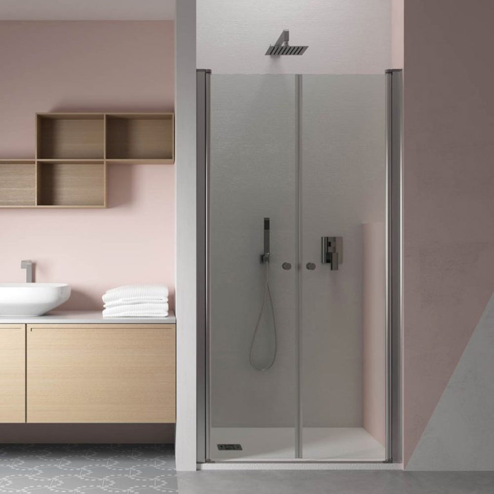 Porta doccia per nicchia da 90 cm apertura saloon in cristallo trasparente da 6 mm DocciaGo