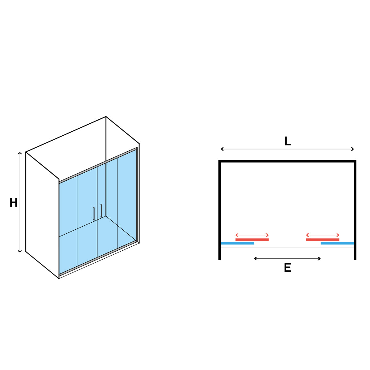 Porta Doccia Scorrevole 2 ante 120 cm in cristallo trasparente 6 mm Hera 5