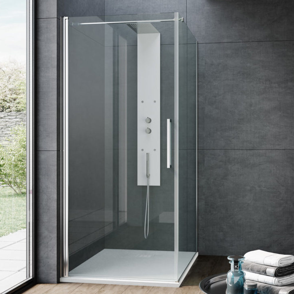 Porta doccia apertura battente reversibile per nicchia da 70 cm modello Vogue in cristallo trasparente 8 mm 4