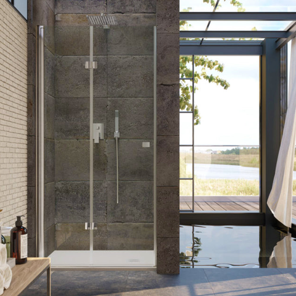 Porta doccia apertura Soffietto da 90 cm cristallo trasparente 6 mm temperato