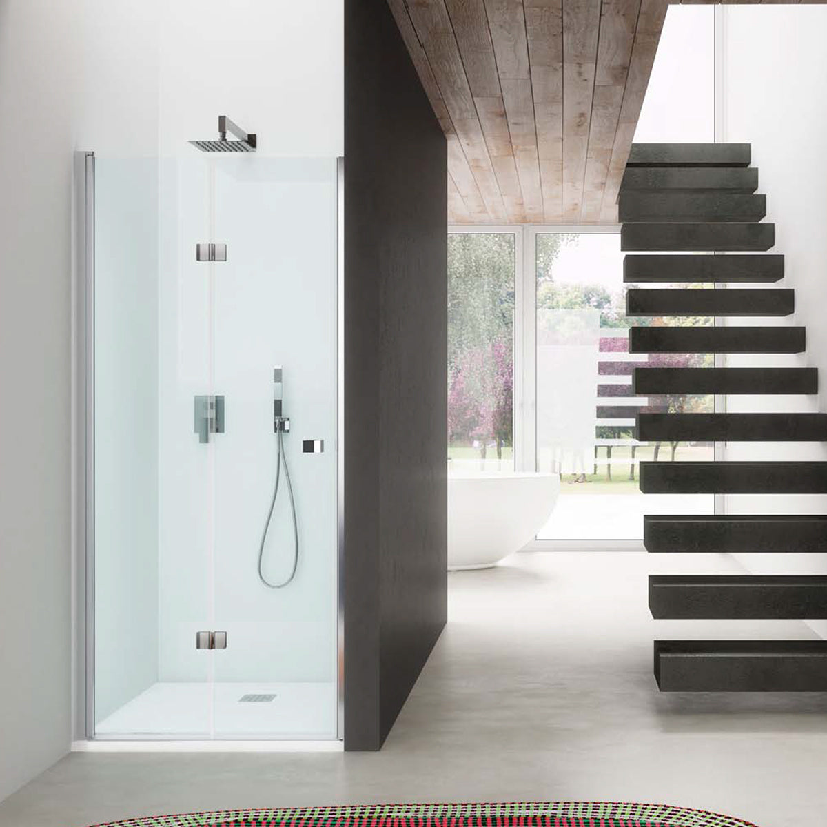 Porta doccia apertura Soffietto da 90 cm cristallo trasparente 6 mm temperato 5