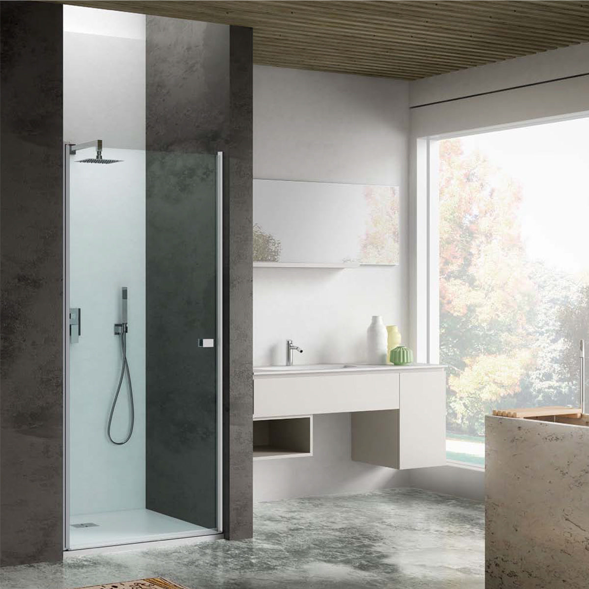 Porta doccia battente cm 90 modello Kronos in cristallo temperato mm 6 9