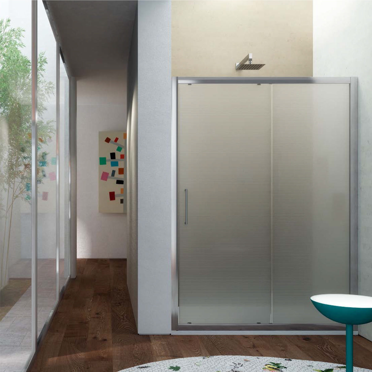 Porta Doccia Scorrevole 135 cm in cristallo opaco 6 mm modello Hera