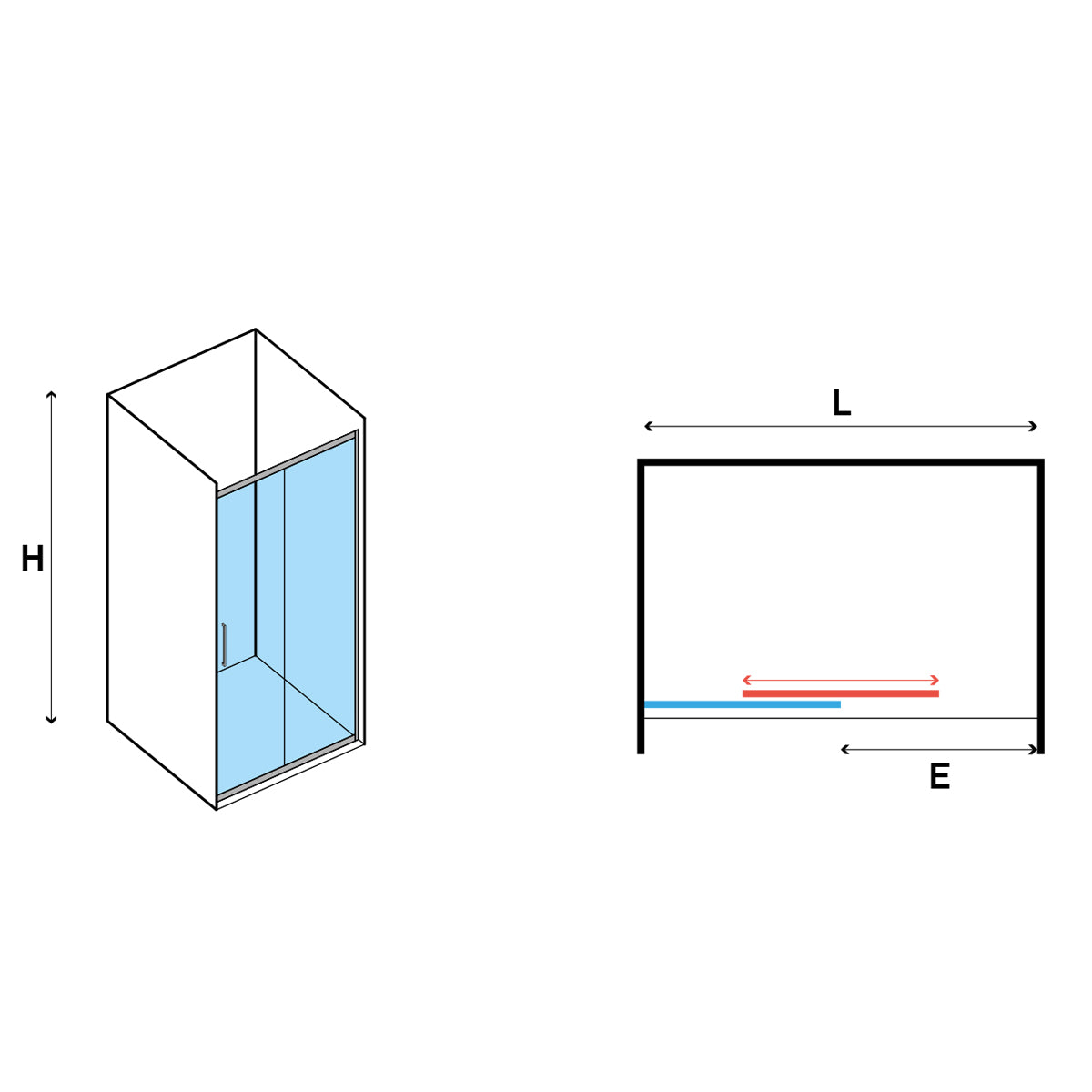 Porta Doccia Scorrevole 125 cm in cristallo trasparente 6 mm Hera 2