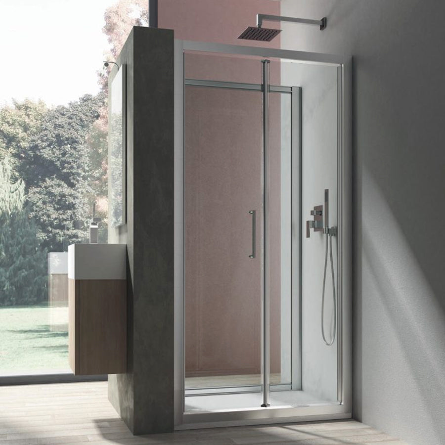 Porta doccia apertura a soffietto da 80 cm in cristallo trasparente 6 mm Hera