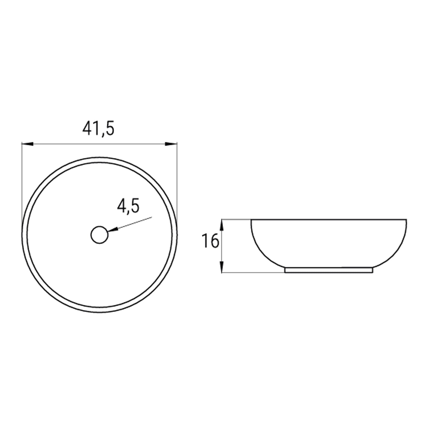 Lavabo da appoggio tondo BathCore serie Viva diametro 41,5 cm senza troppopieno - Grigio opaco 2