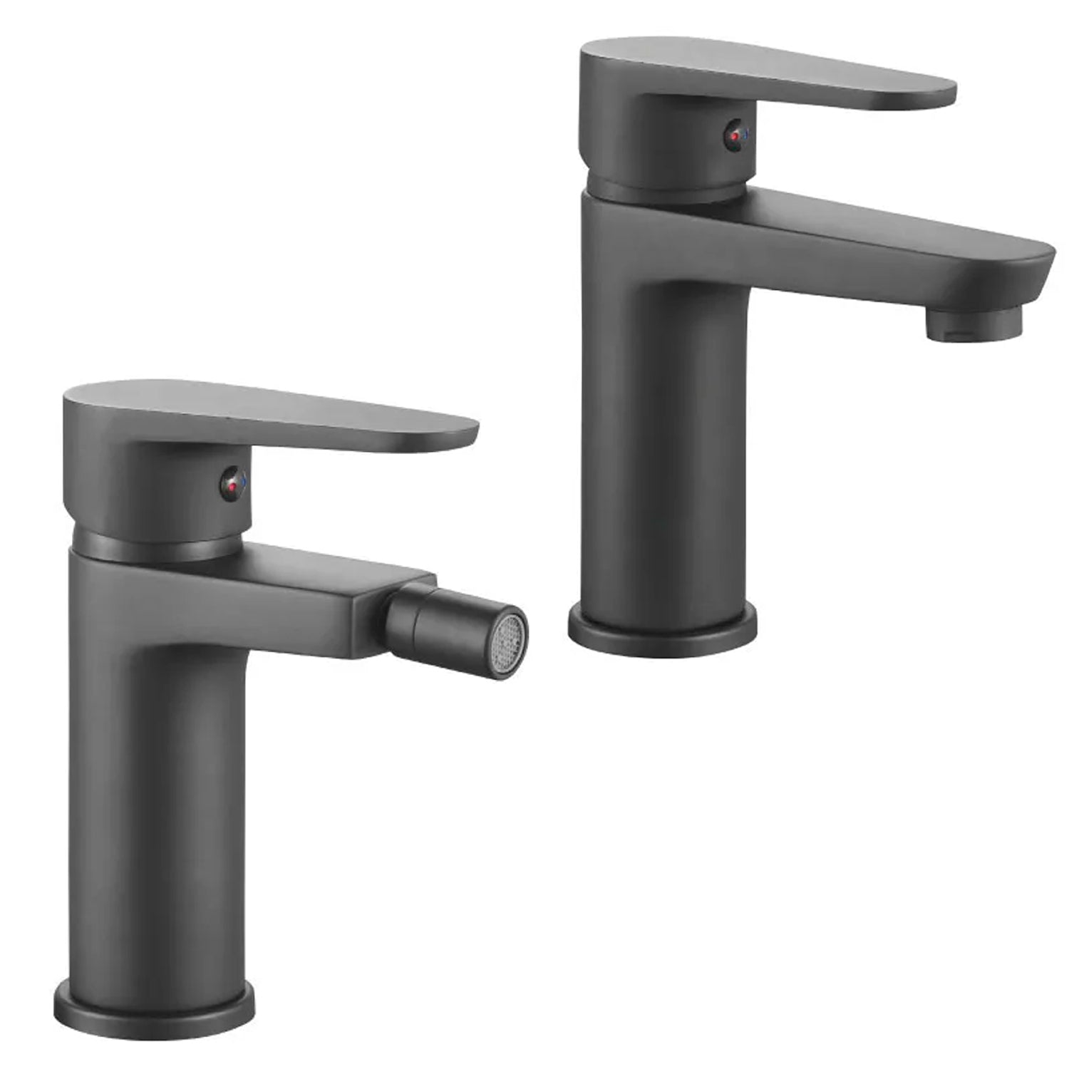 Kit rubinetteria lavabo e bidet RubiFlux serie Pink 2.0 - Nero Opaco