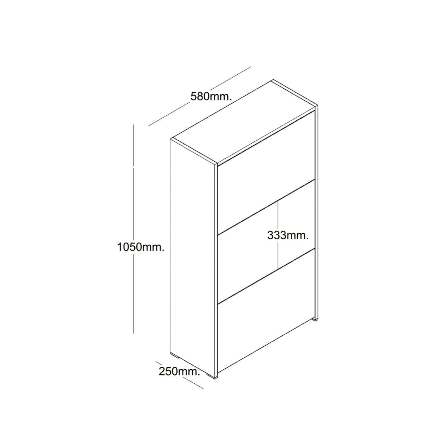 Kit scarpiera a 3 ante a ribalta 58 x 25 x H. 105 - Rovere platino