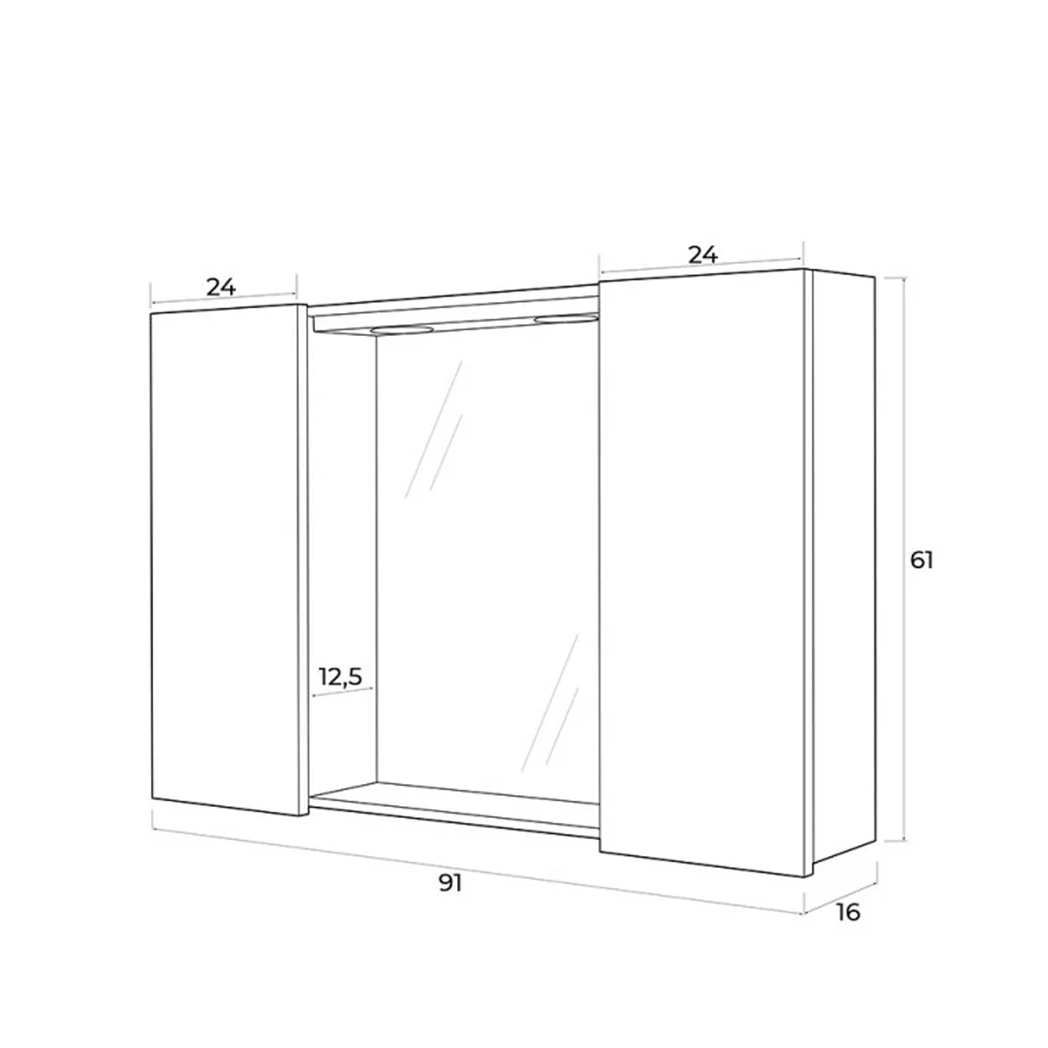 Specchiera con ante e illuminazione LED Cubi&Co 91 x 61 cm - Rovere Dolomite 2