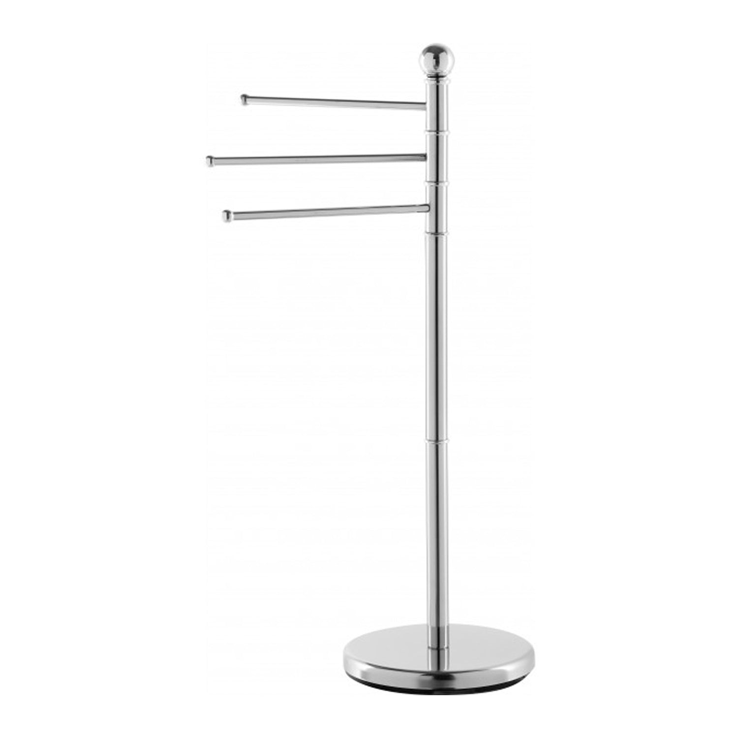 Piantana portasciugamani in acciaio cromato a tre bracci rotanti 90 cm