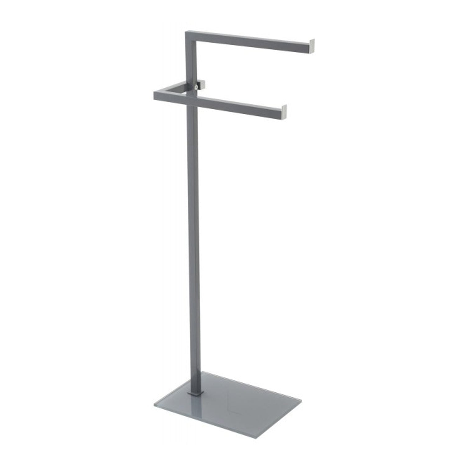 Piantana portasciugamani grigia a due bracci in acciaio e vetro temperato 86