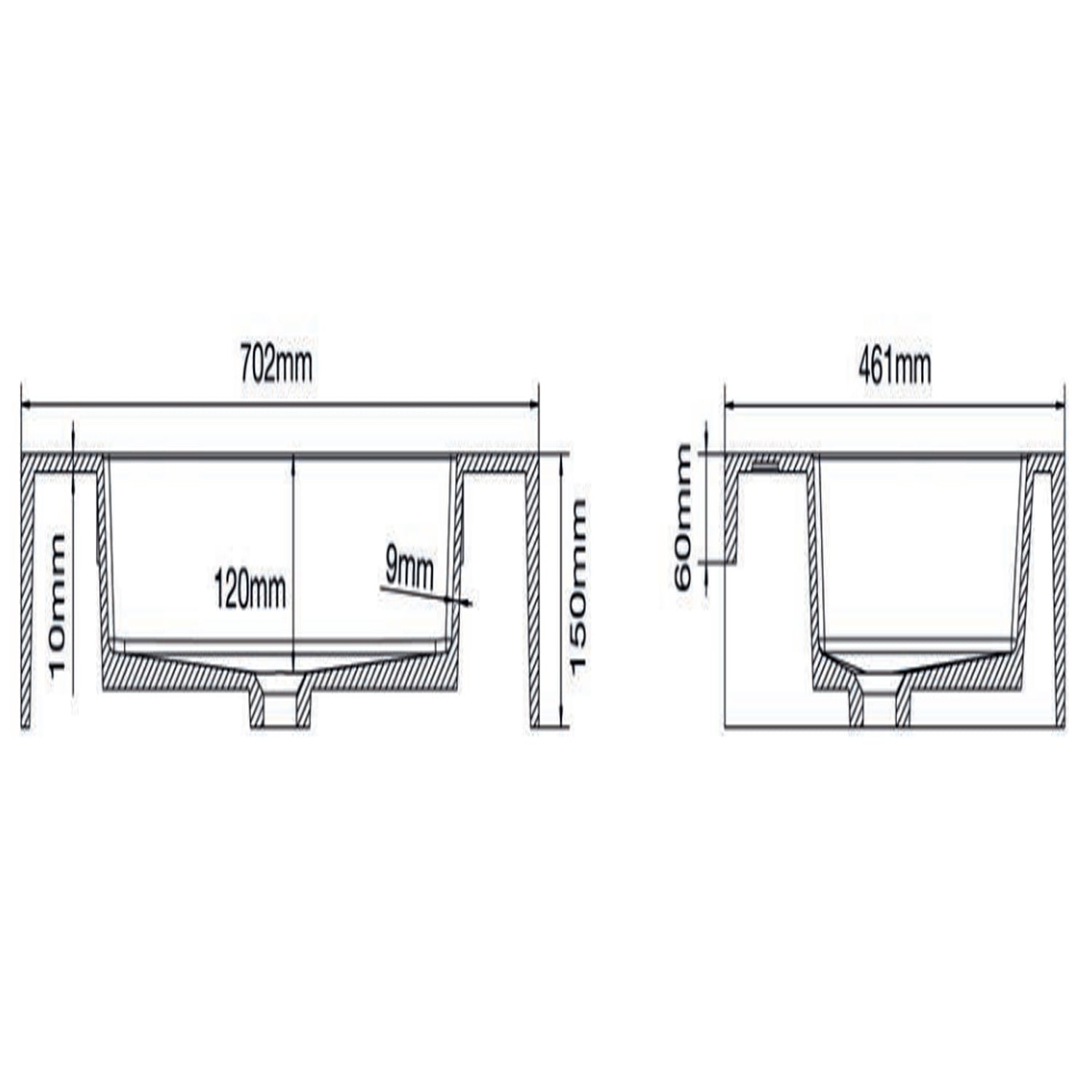 501002- Lavabo sospeso Bathcore con kit fissaggio in resina 70x46 - Bianco lucido 4