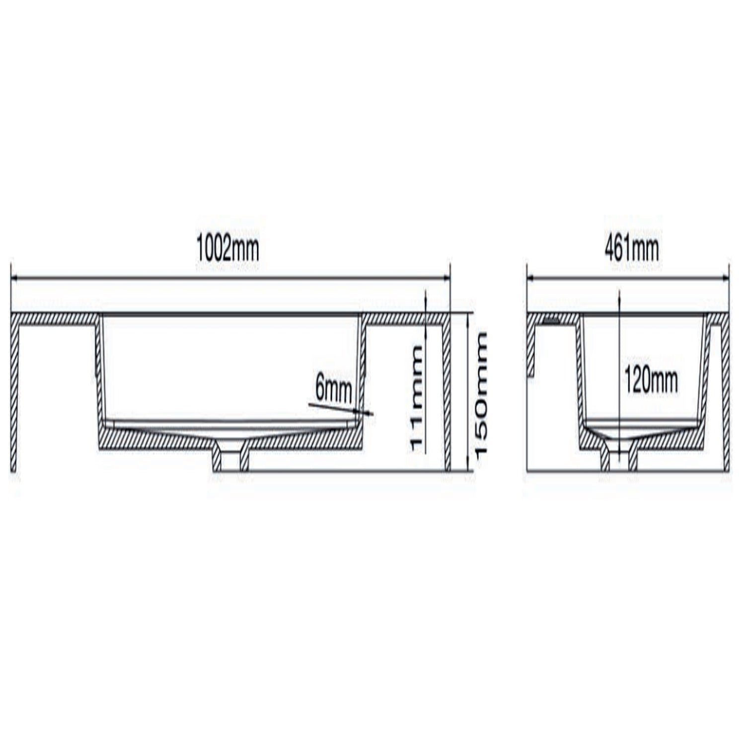 501005- Lavabo sospeso Bathcore con kit fissaggio in resina 100x46 - Bianco lucido 4