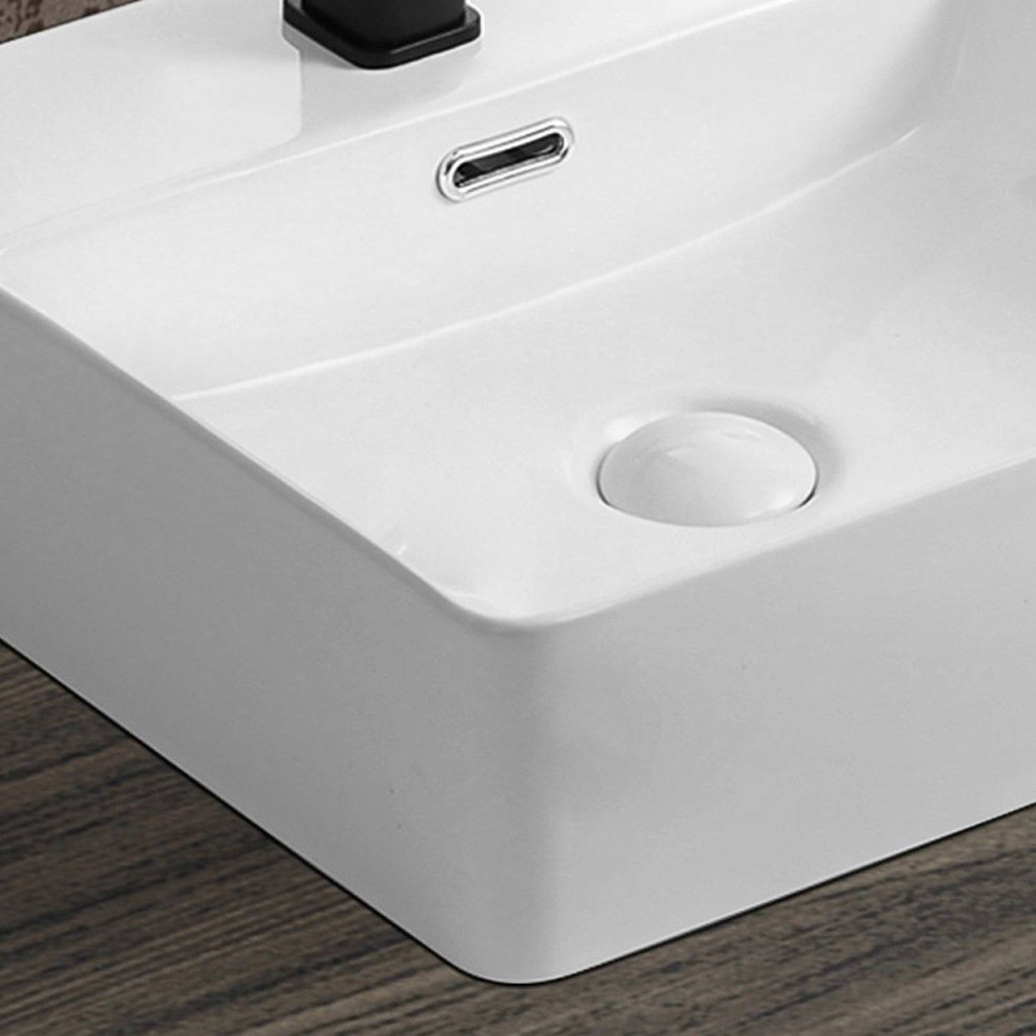 Lavabo da appoggio o sospeso Bathcore 60x42 cm in ceramica - Bianco lucido 3