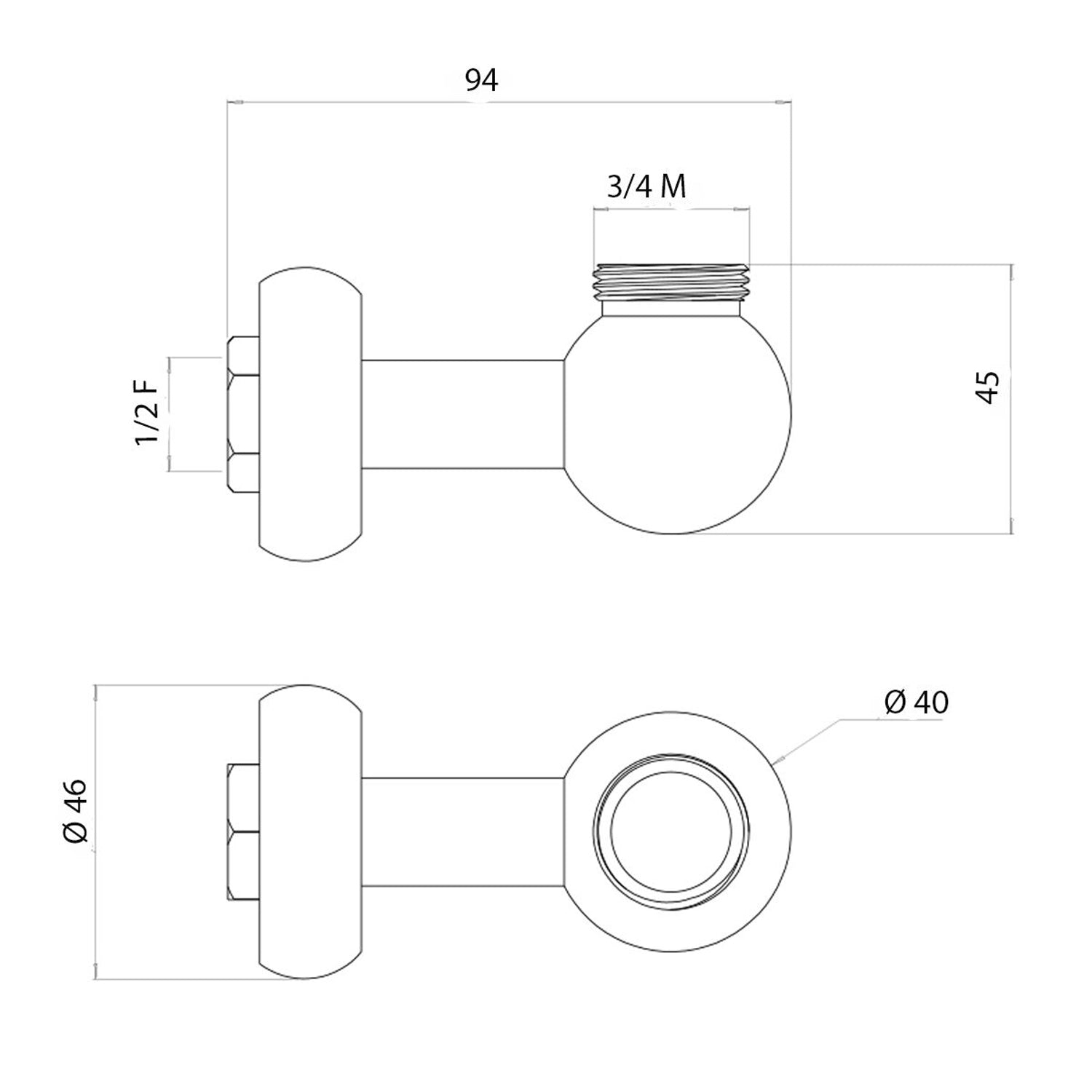  Supporto inferiore tondo con presa acqua per colonna doccia nichel by CeramicStore | Lo specialista del tuo bagno