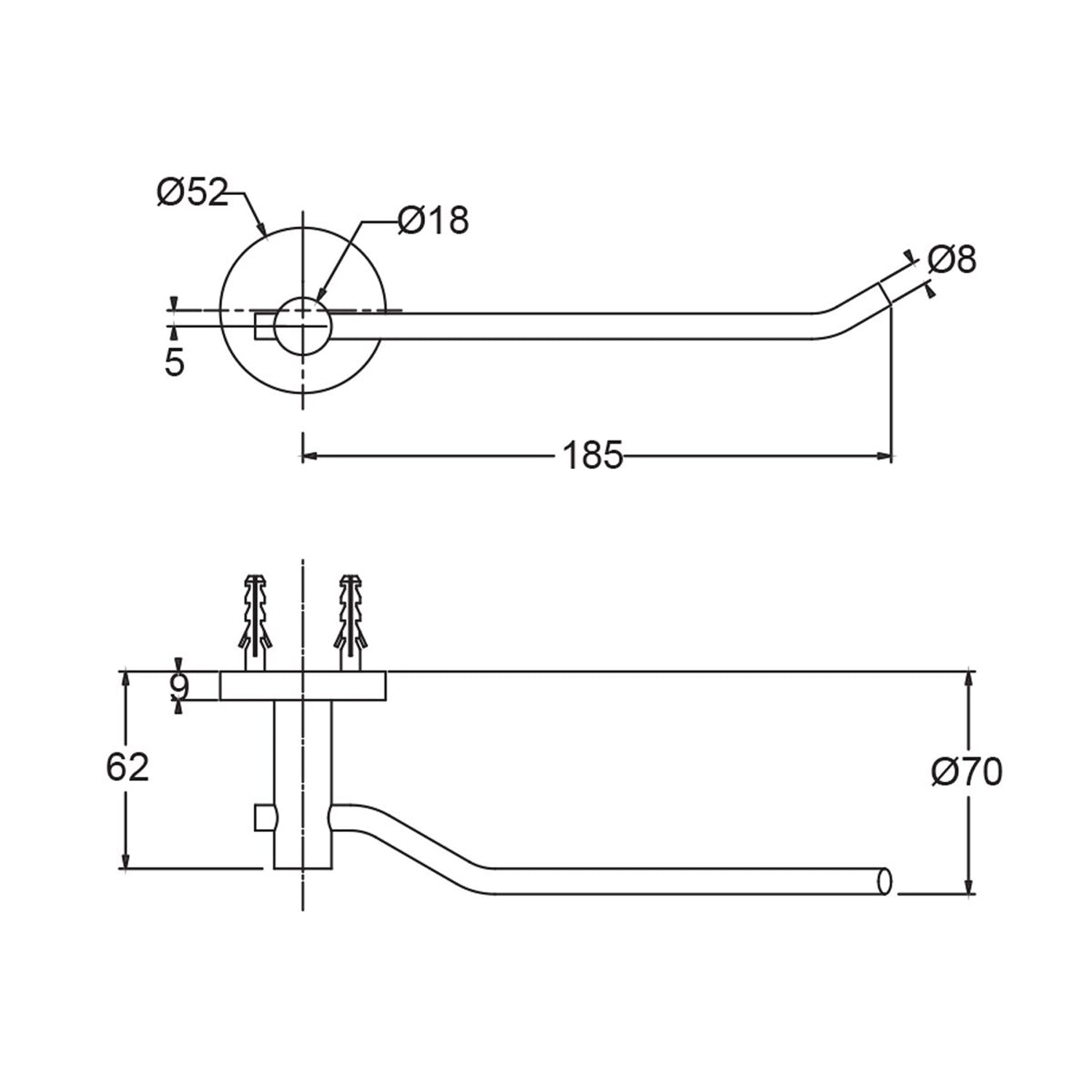  Portarotolo serie Arte con attacco singolo in ottone cromo