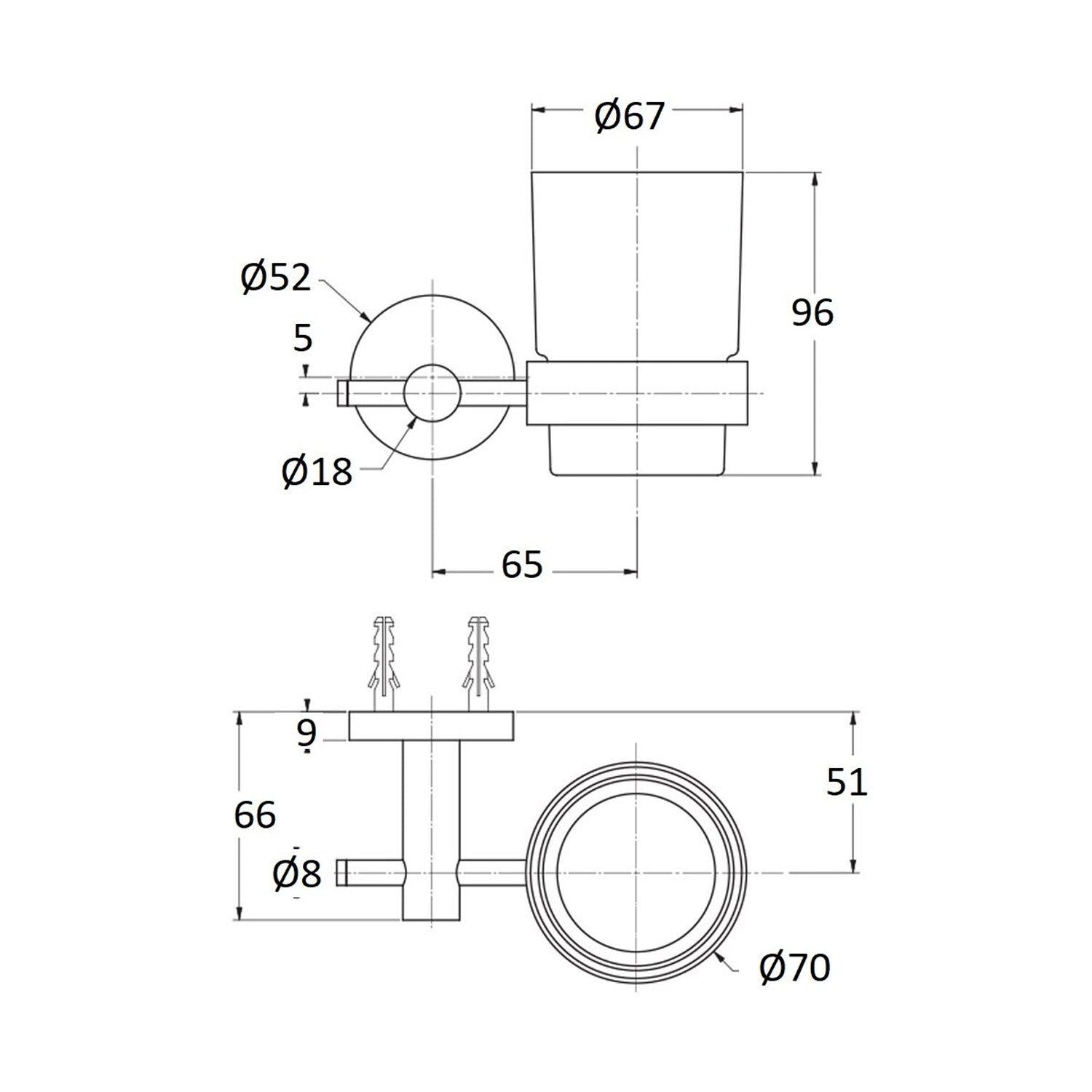  Portaspazzolino serie Arte con attacco singolo in ottone nero
