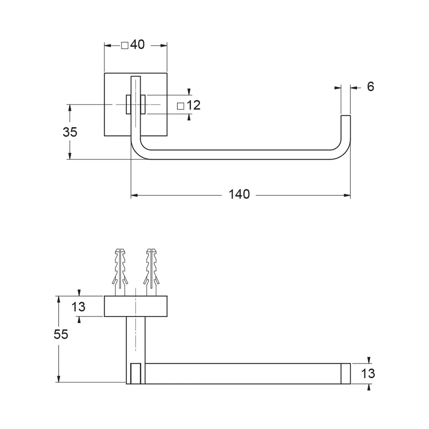  Portarotolo serie Glamour con attacco singolo in ottone cromo