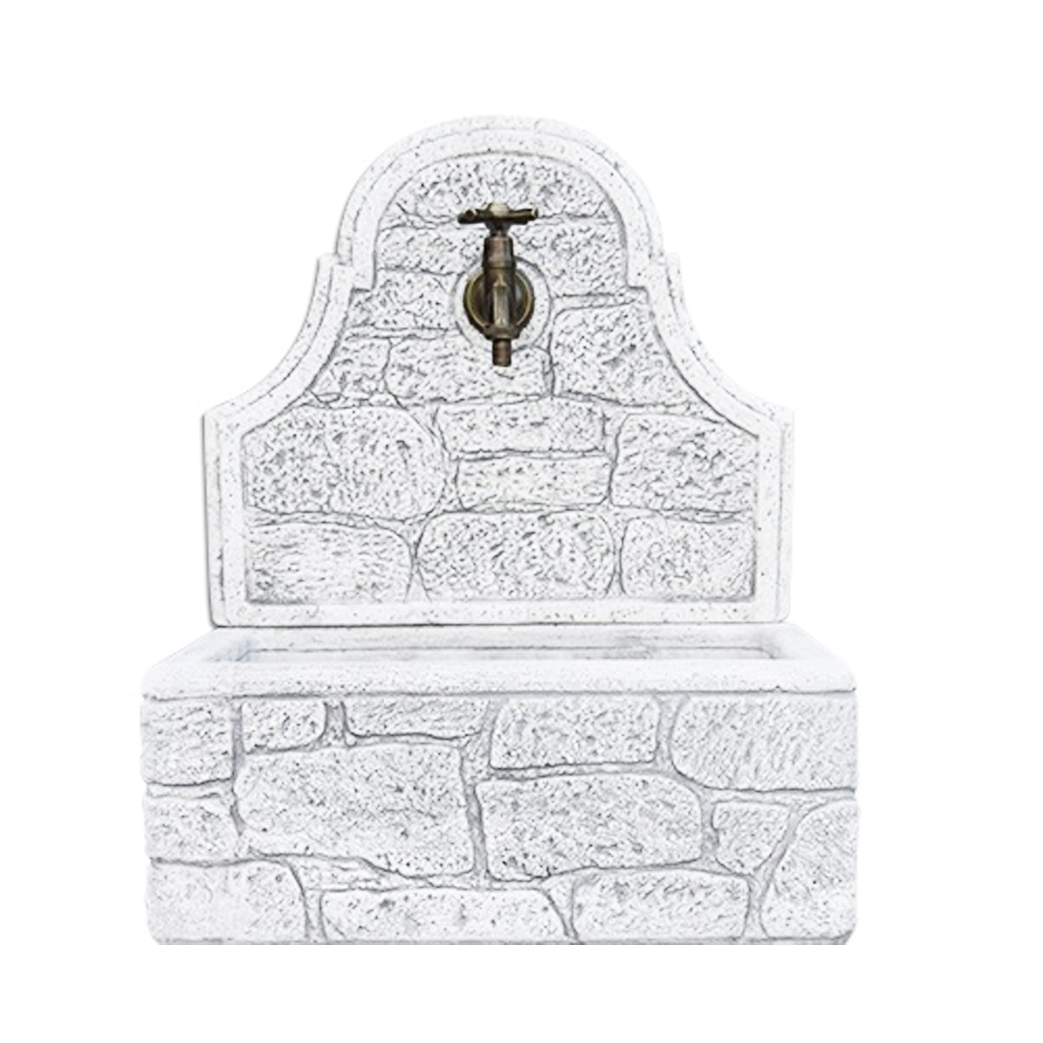 Fontana a muro con para schizzi in cemento ad effetto mattoncini modello Astro colore Bianco by CeramicStore | Lo specialista del tuo bagno