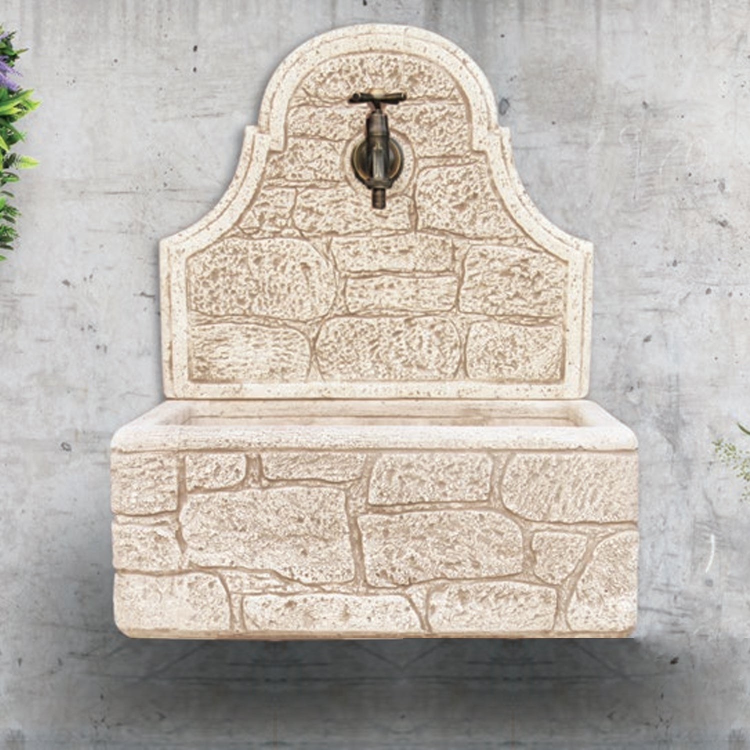 Fontana a muro con para schizzi in cemento ad effetto mattoncini modello Astro colore nocciola by CeramicStore | Lo specialista del tuo bagno