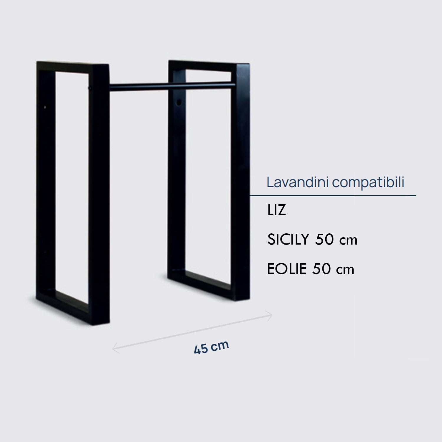  Supporto in acciaio zincato verniciato nero per lavabi da esterno cm 45x65h modello Take by CeramicStore | Lo specialista del tuo bagno