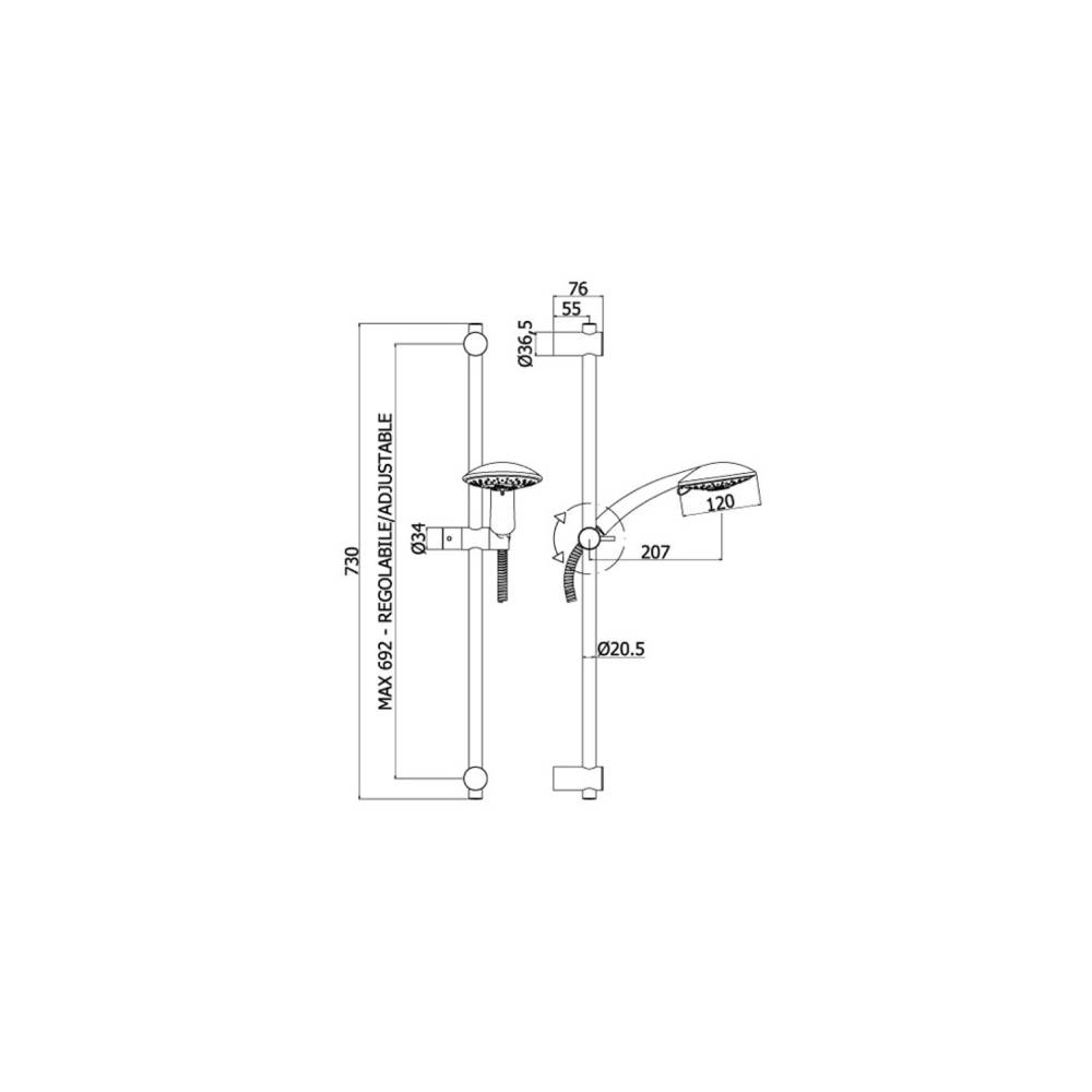 Set saliscendi Prestige con miscelatore doccia incasso Paffoni serie Green - Senza deviatore e presa acqua tonda 5